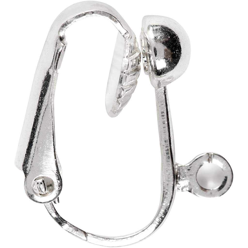 Orecchini a clip Creativ Company, l: 16,5 mm, l: 1,5 mm, misura del foro 1,6 mm, placcato in argento, 6 pezzi 1 scatola
