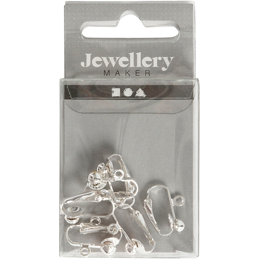 Creativ company https: www.cchobby.nl clip-on-oorbellen-l-16-5-mm-b-1-5-mm-gatgrootte-1-6-mm-verzilverd-6-stuk-1-doos