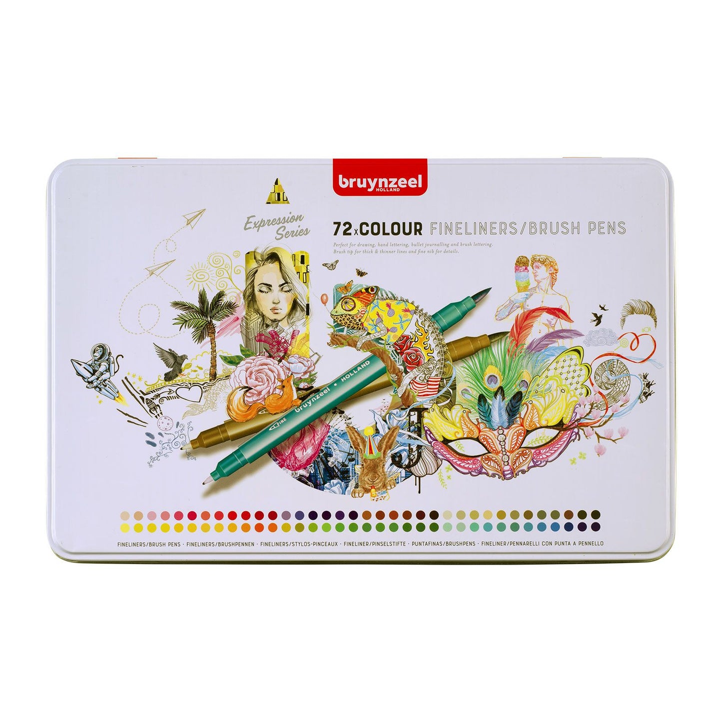 Bruynzeel Creatives Fineliner Brushpen Set 72 Colors