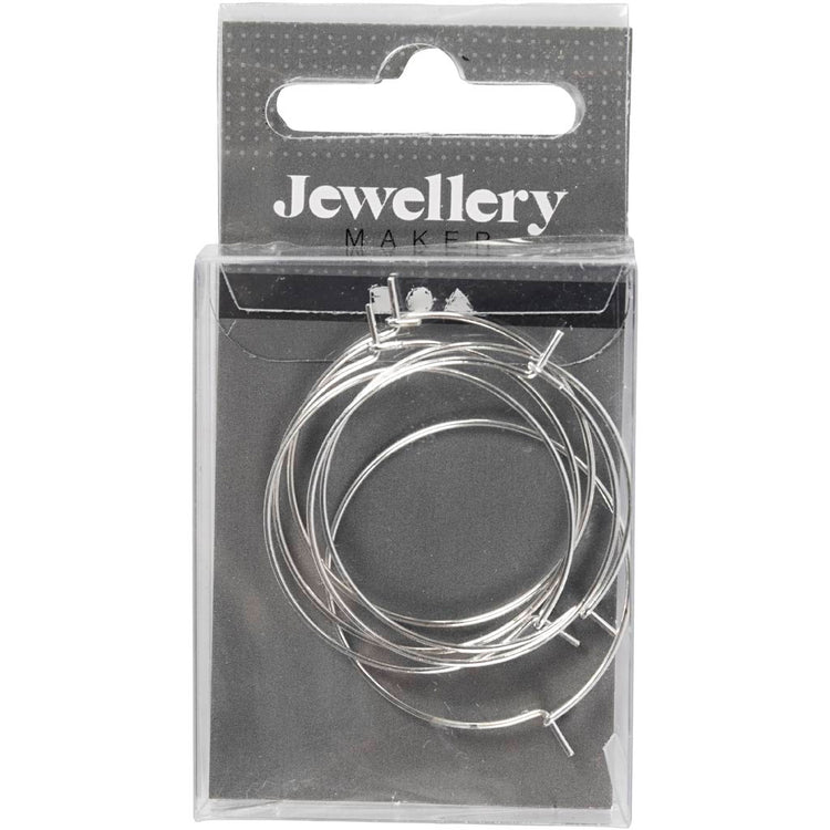 Creativ company earring, d 30 mm, silver plated, 6 pieces 1 box