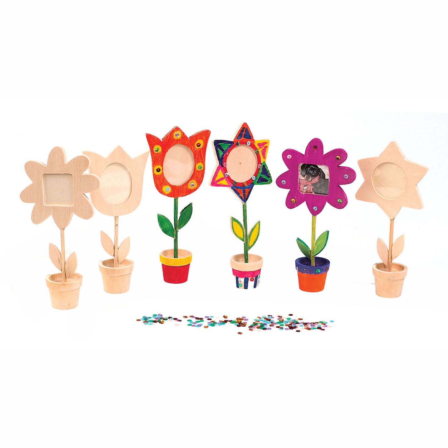 Colorations - Cornice per vasi da fiori in legno, set da 12