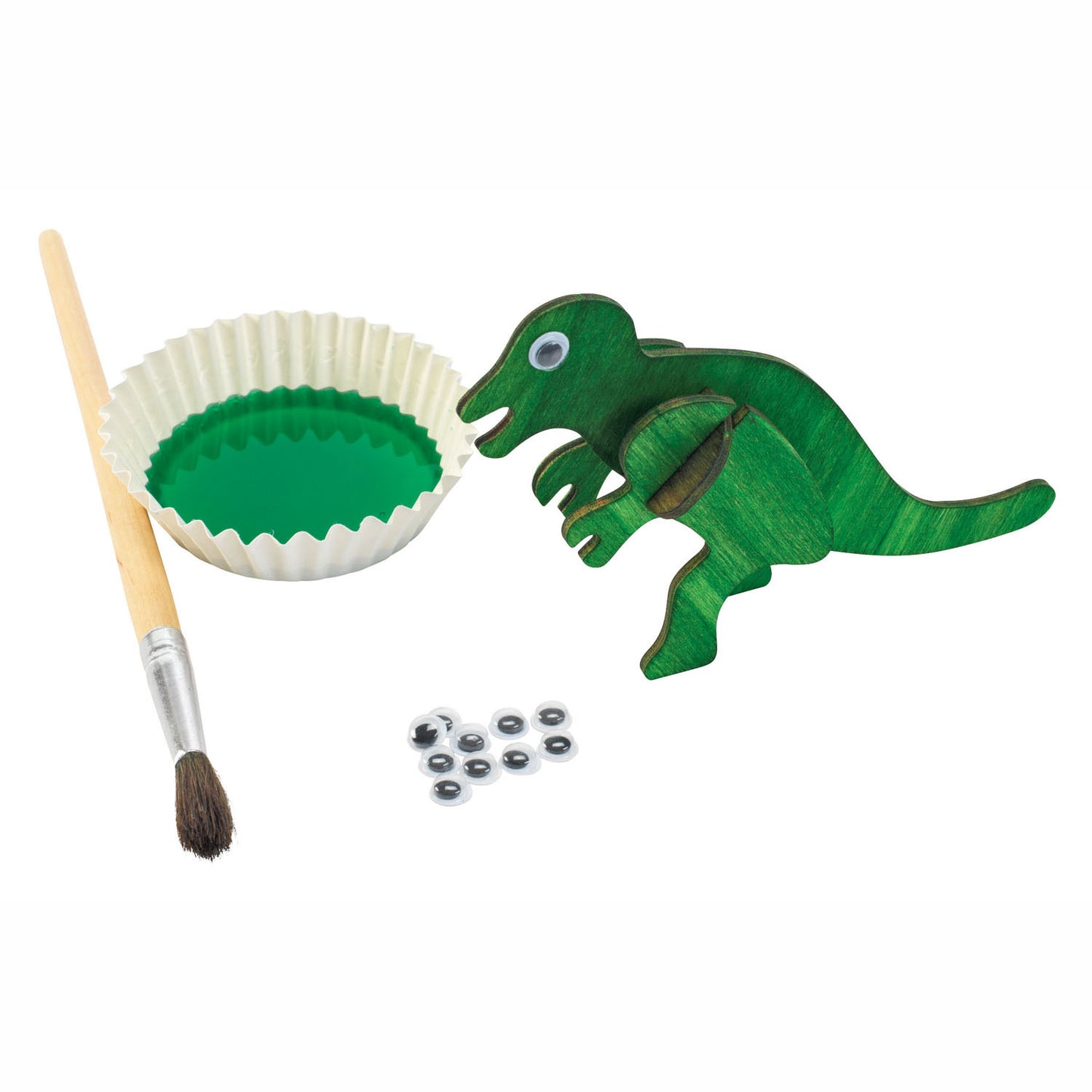 Colorations bouwpakketje houten 3d dinosaurus, set van 4