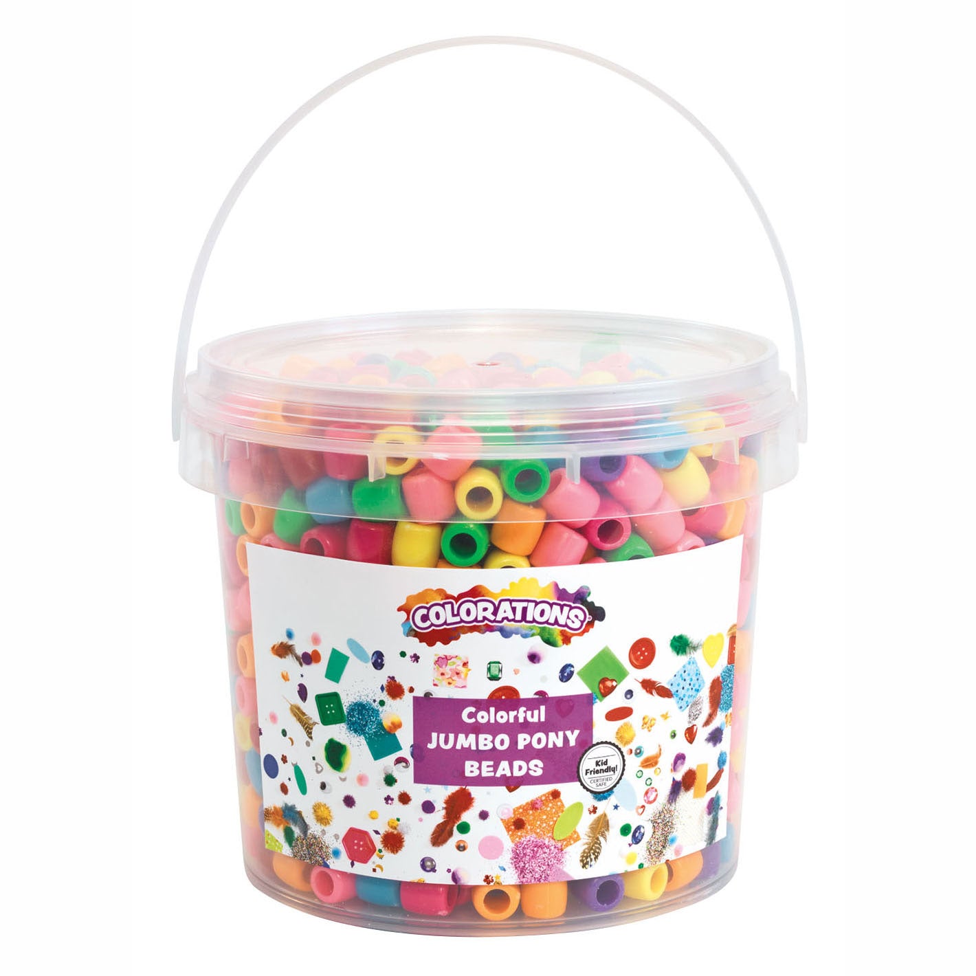 Colorations - gekleurde grote rijgkralen in emmer, 680 gram