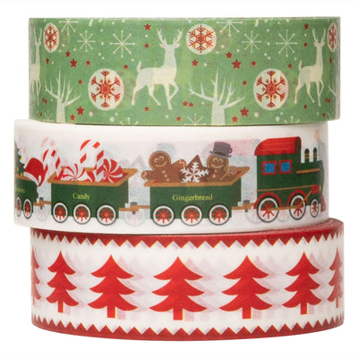 Colorations - washi tape kerst 3 rollen, 5mtr.