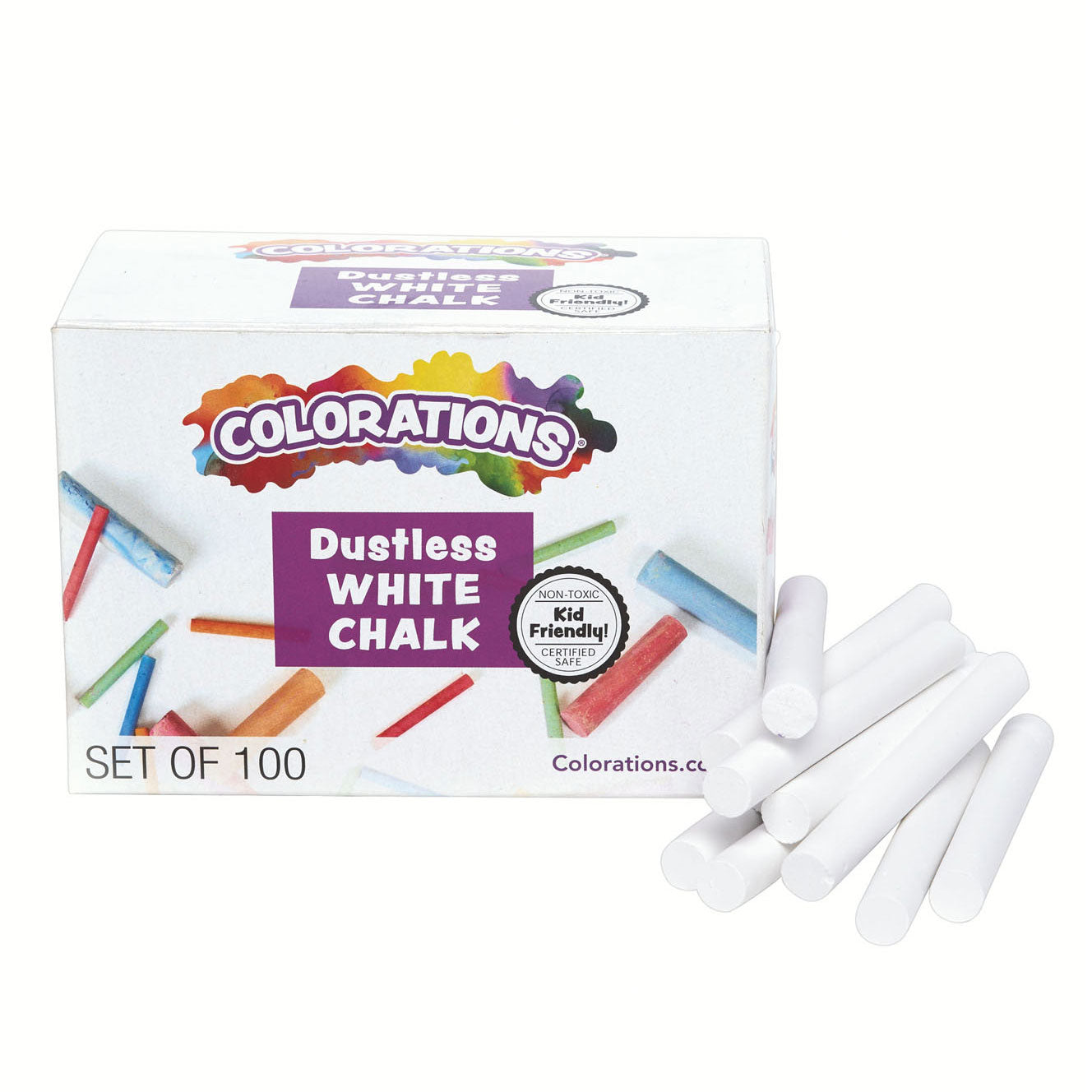 Colorations - wit stofloos krijt, 100st.