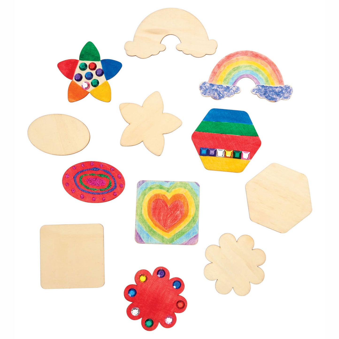 Colorations - Decora le tue forme di magneti in legno, 12 pezzi.