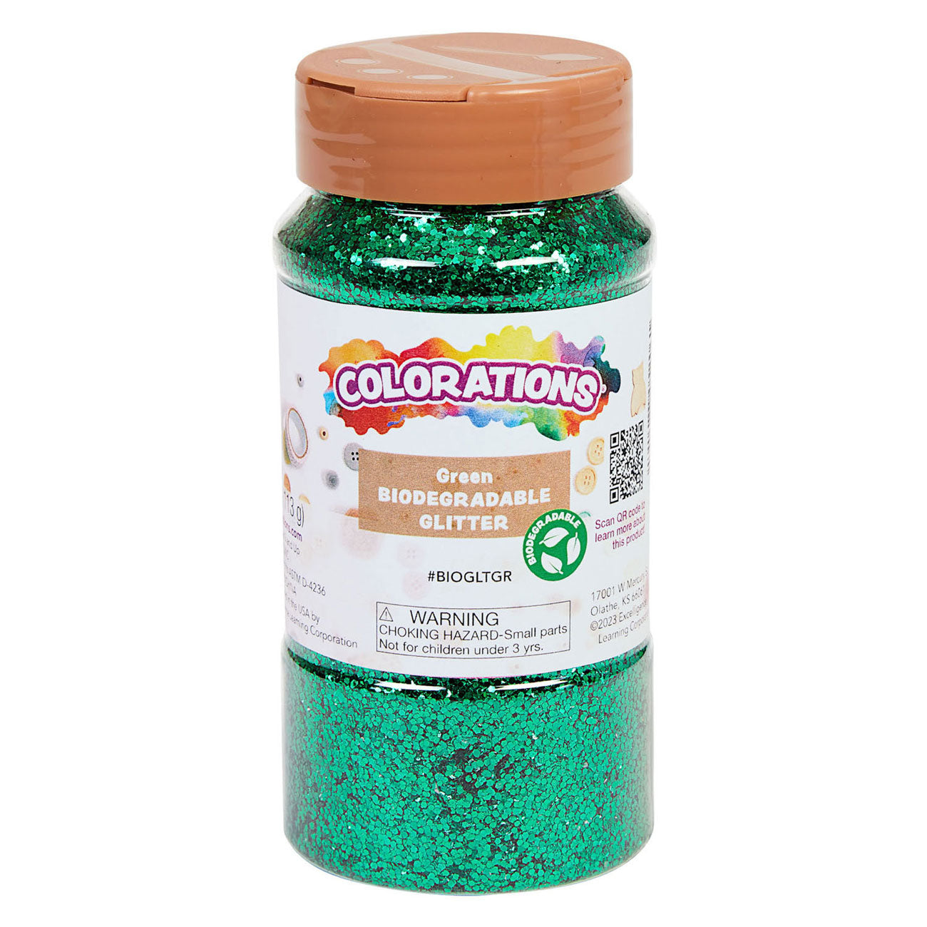 Coloraciones Glitter degradable orgánico Green, 113 gramos