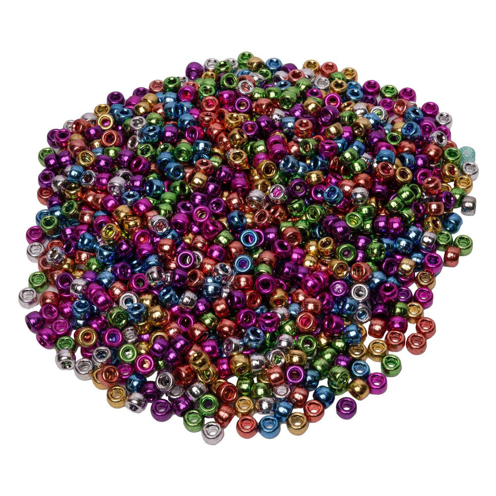 Colorations - Pony Beads Metallic 6x9 mm, 1000st.