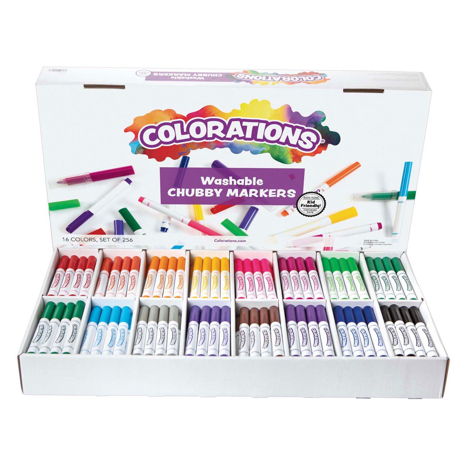 Colorazioni - pennarelli lavabili spessi - 16 colori, 256 pz.