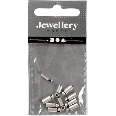 Tappi finali Creativ Company, l: 8 mm, d 2 mm, placcato argento, 10 pezzi 1 scatola