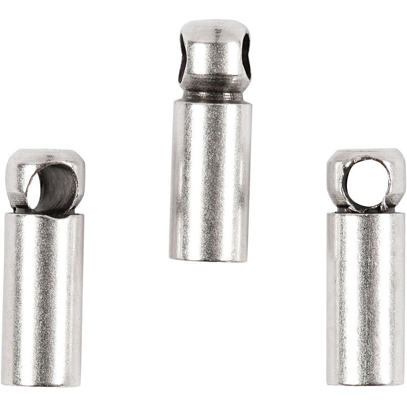 Tappi finali Creativ Company, l: 8 mm, d 2 mm, placcato argento, 10 pezzi 1 scatola