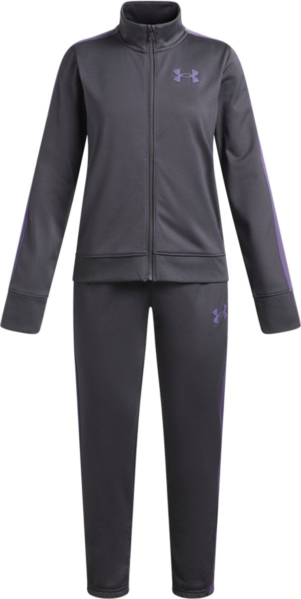 Under armour ua rival knit track suit-gry meisjes trainingspak - castlerock - paars luxe - paars luxe