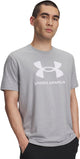 Under armour ua sportstyle logo update ss-gry heren sportshirt - steel light heather - wit