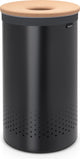 Brabantia wasmand - met deksel - 60 l - matt black kurken deksel