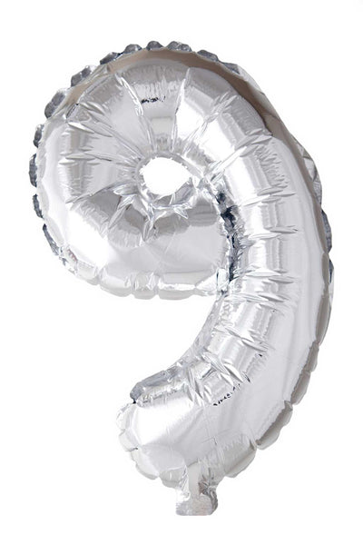 Palloncino foil Globos numero '9' argento 40cm