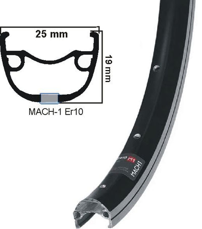 Mach1 Rim 26 pollici 36 fori Black Cut Side