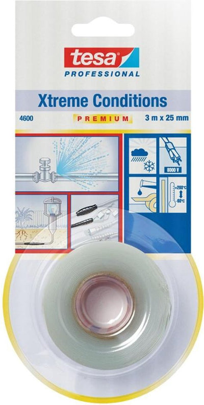 Tesa premium 04600-00000-00 cinta selladora profesional para condiciones extremas transparente (largo x ancho) 3 m x 25 mm 1 pieza(