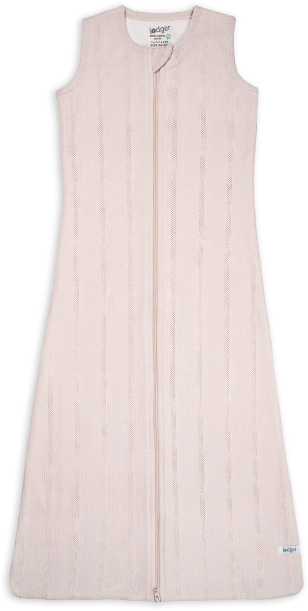Lodger saco de dormir de verano para bebé 80 cm - conexión segura en cuello y brazos - 0,5 tog - 100% algodón orgánico - pointelle - rosa - saco de dormir de verano