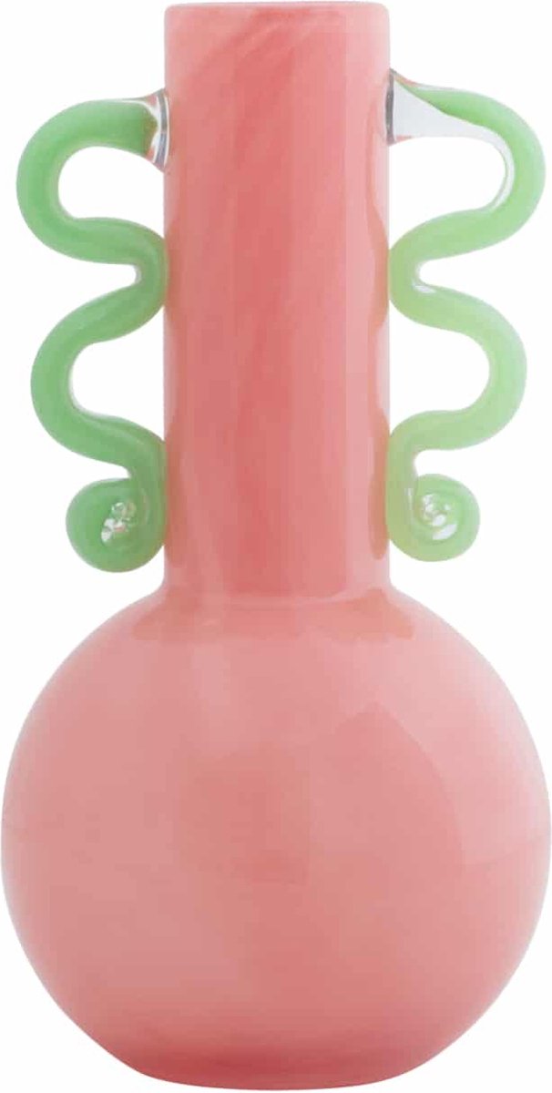 Presente jarrón fiesta mediano - rosa - ø14cm - vidrio - escandinavo - florero - decoración del hogar - jarrón decorativo para salón o dormitorio