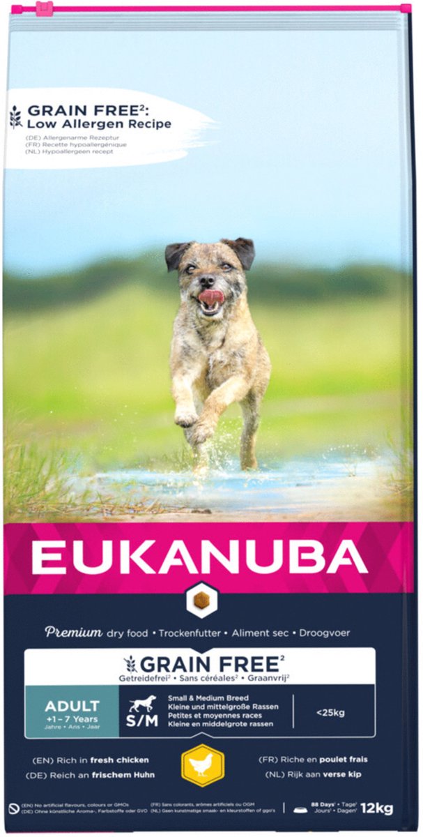 Eukanuba Adult Small Medium Pollo Senza Cereali - Cibo per Cani - 12 kg