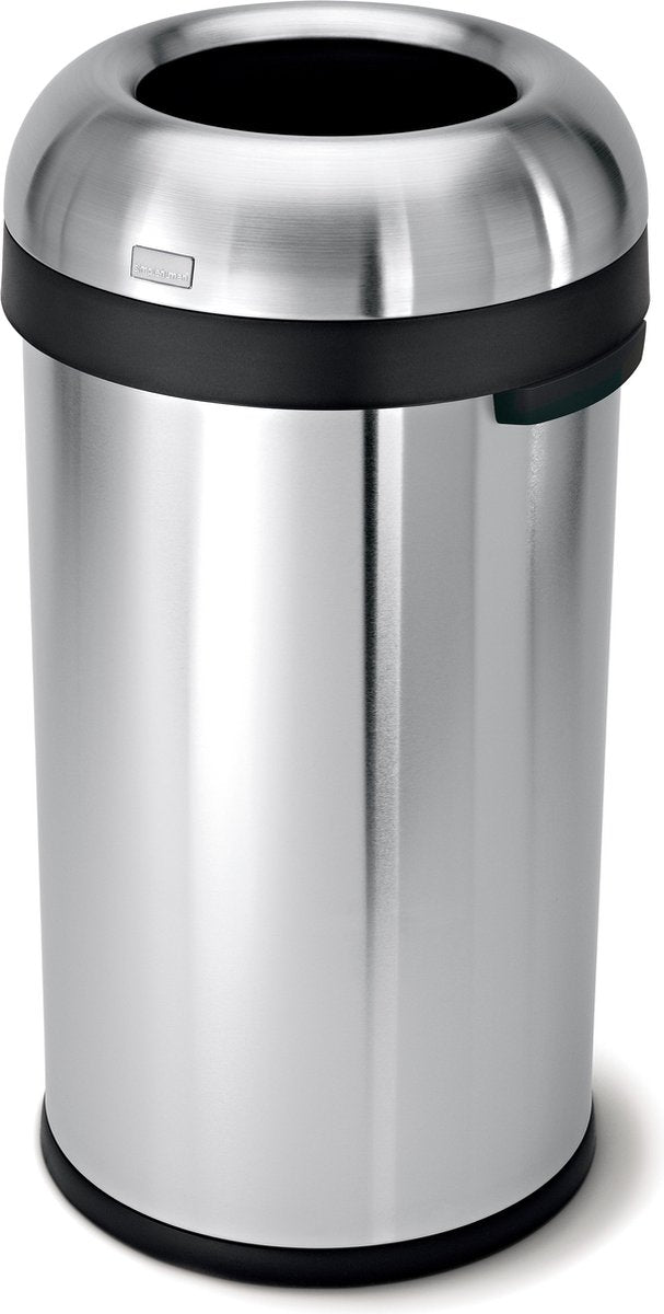 Cubo de basura abierto Simplehuman - 60 litros - redondo - acero inoxidable cepillado pesado