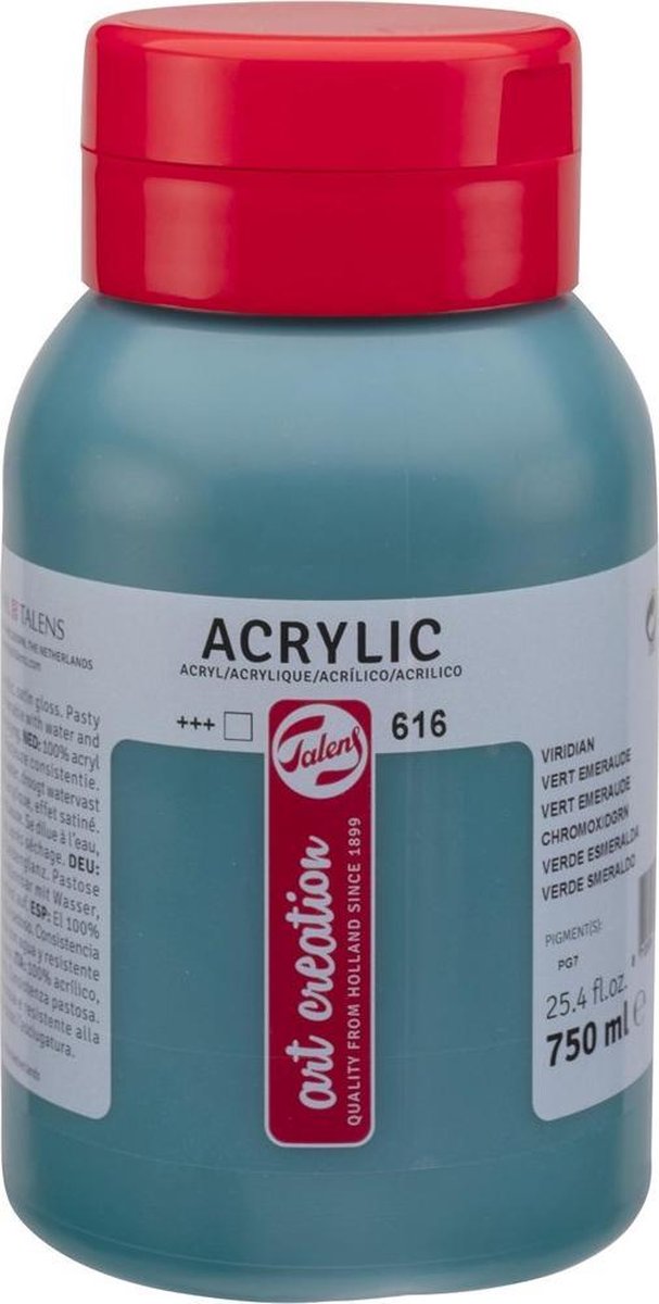Vernice acrilica Talens Art Creation Barattolo da 750 ml Vert Émeraude 616