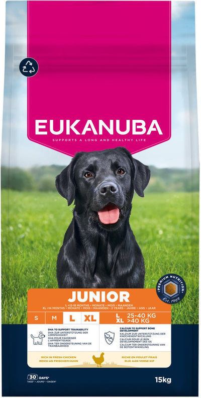 Eukanuba junior grote rassen - droogvoer - kip - 15kg