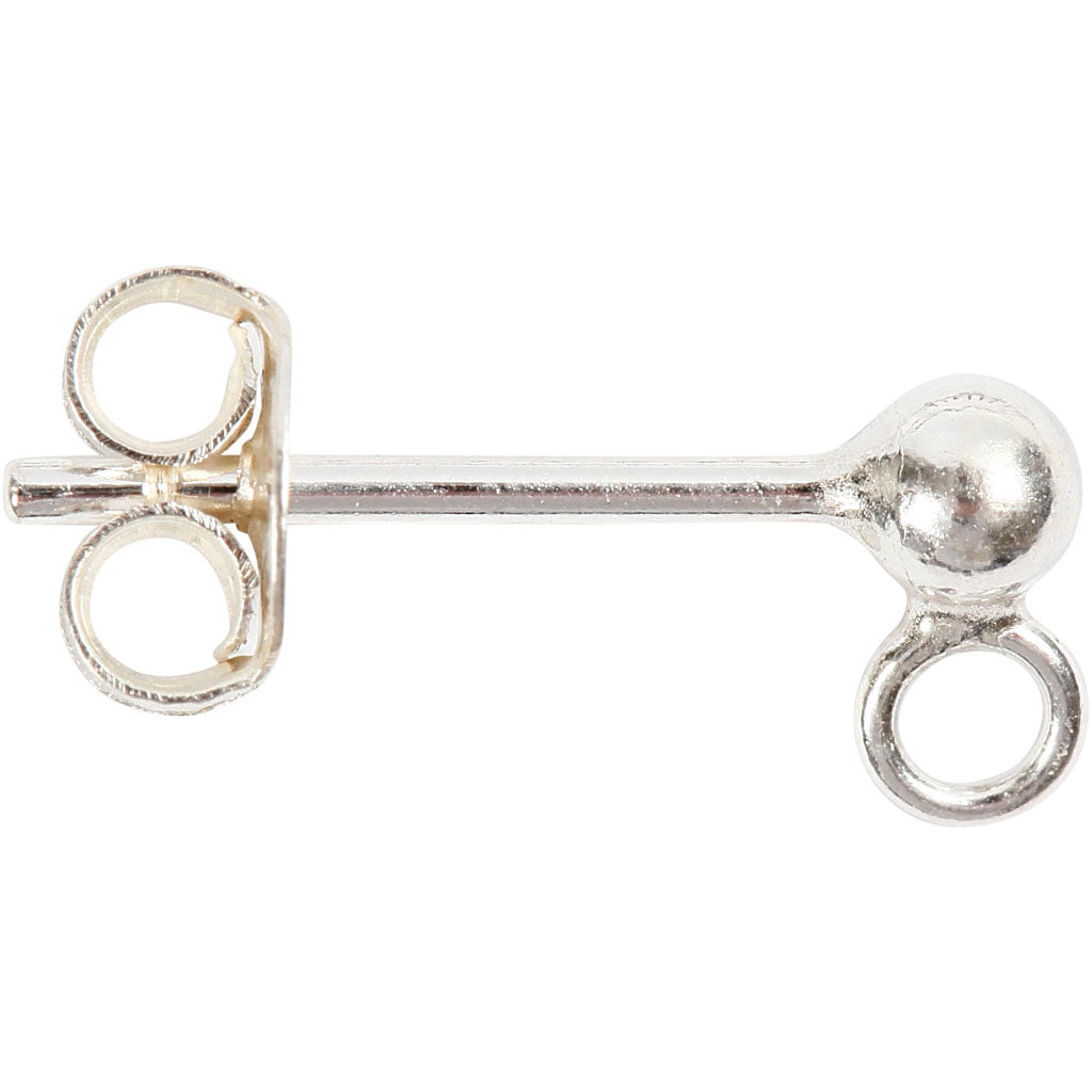 Creativ company stud earrings, L: 13 mm, silver, 10 pieces, 1 box
