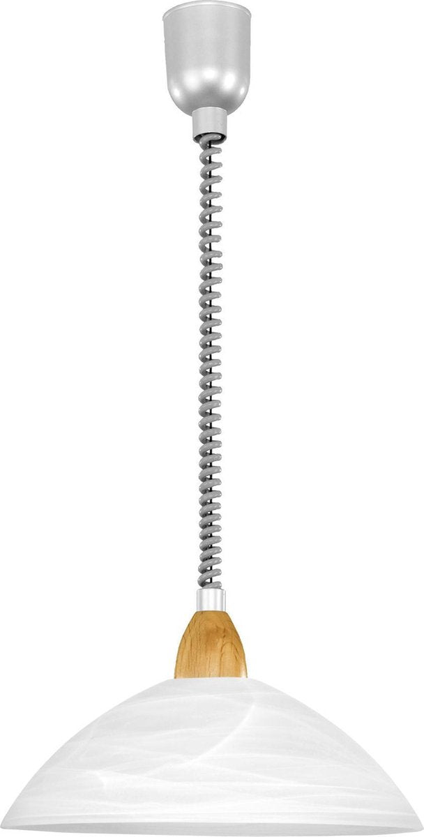 Eglo lord 2 - hanglamp - 1 lichts - ø360mm. - zilver, nikkel-mat, beuk - wit