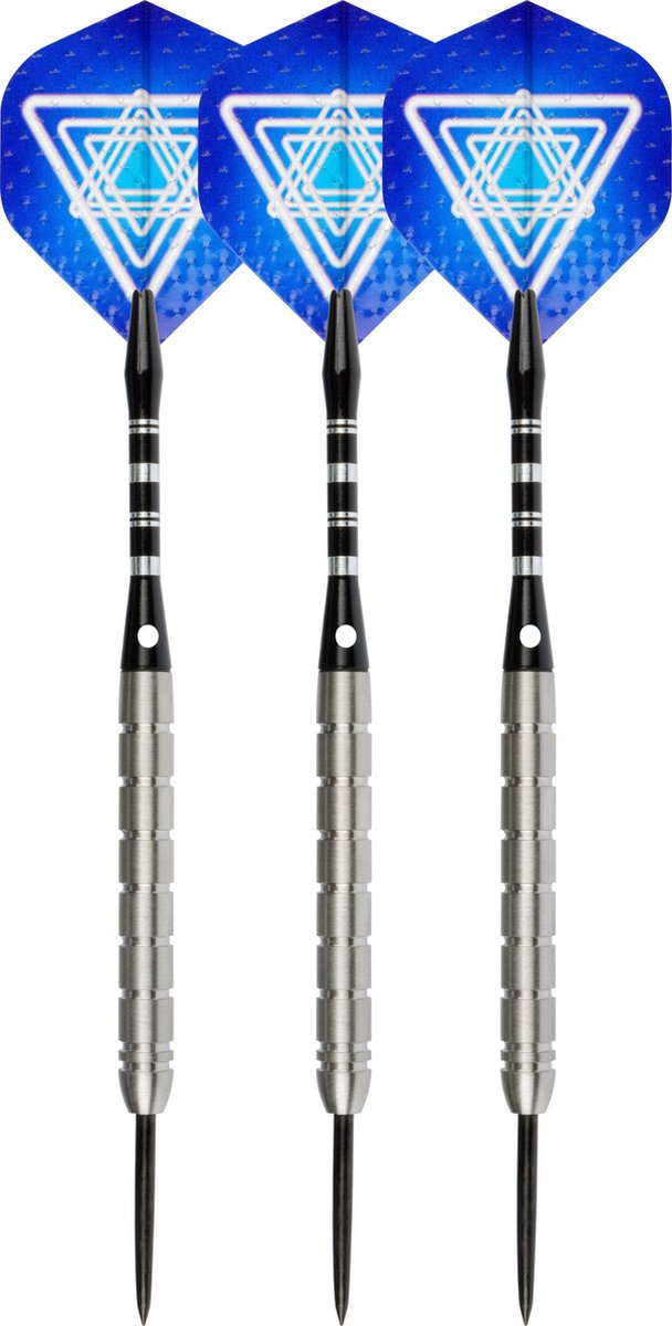 Faver dartpijlenset 85% tungsten - complete set - blauw – 26 gram - 6 flights
