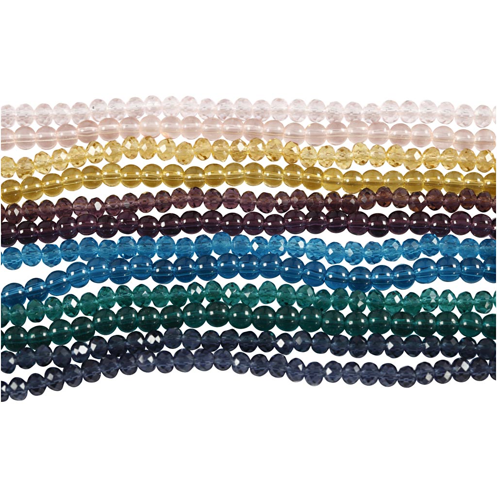 Perle in vetro e sfaccettate Creativ company, d 4 mm, misura buco 1 mm, 12x45 pezzo 1 scatola