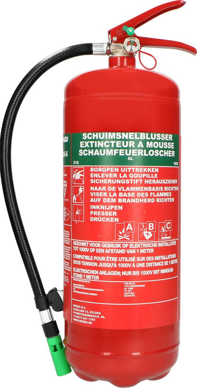 Estintore Alecto BS-6 - estintore a schiuma 6 litri - classe di fuoco AB - inclusa staffa di sospensione