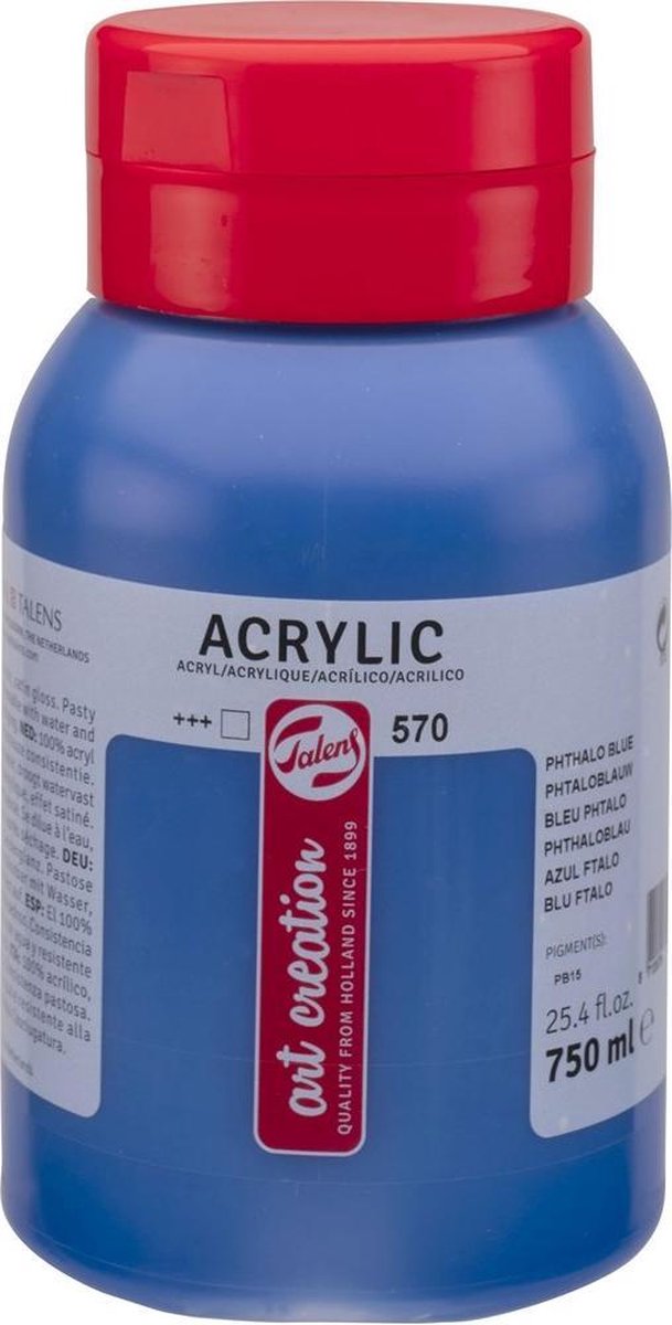 Vaso di pittura acrilica Talens Art Creation da 750 ml blu ftalo 570