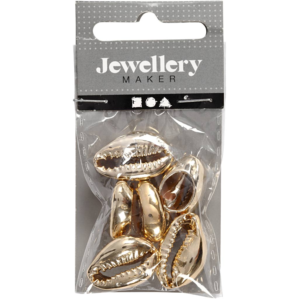 Conchiglie Creative Company, l: 20 mm, placcate oro, 6 pezzi 1 scatola