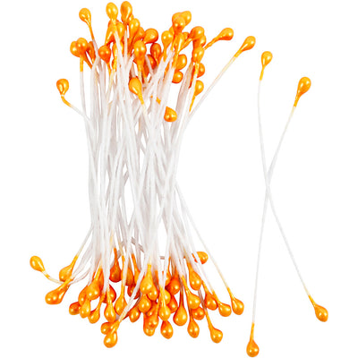Estambres de flores Creativ company, l: 6,4 cm, d 2 mm, naranja metalizado, 100 piezas 1 caja