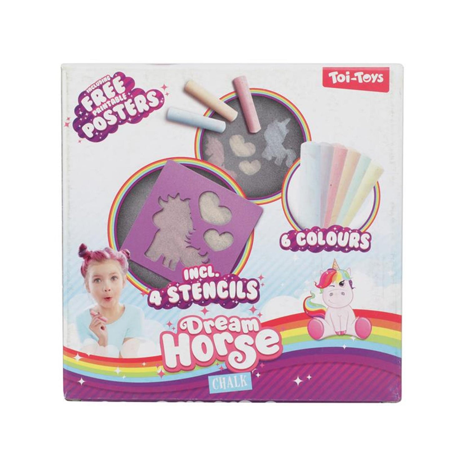 Dream Horse Sidewalk Chalk Unicornio con plantillas, 10dlg.