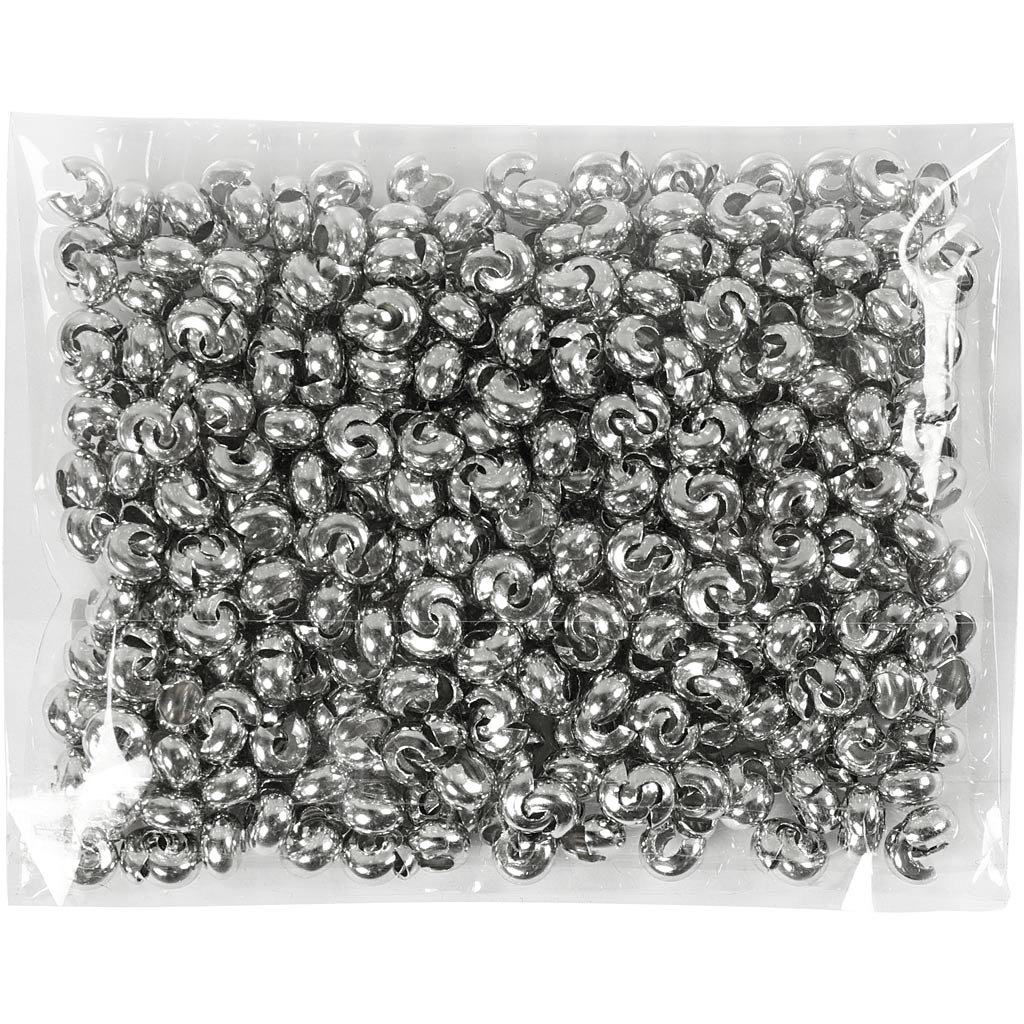 Creativ company metal sleeve, d 5 mm, silver plated, 500 pieces 1 box