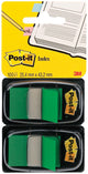 Post-it ® index standaard duo pack, groen, 25.4 x 43.2 mm, 50 tabs dispenser