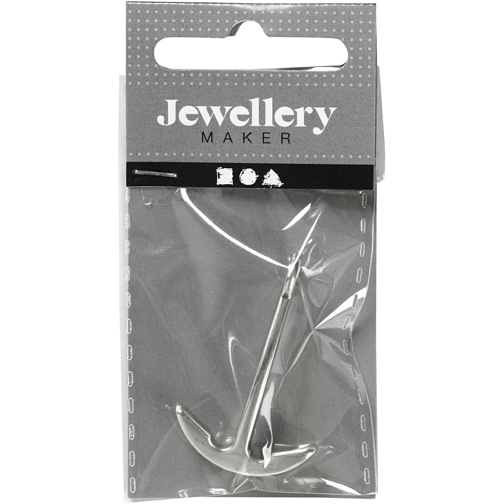 Jewelry clasp, L: 40 mm, W: 25 mm, silver-plated, 1 piece