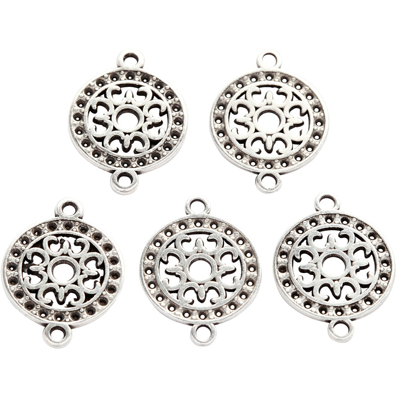 Ciondolo gioielli Creative Company, d 14 mm, dimensione del foro 1,2 mm, placcato argento, 5 pezzi 1 scatola
