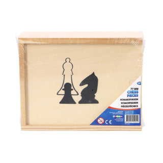 Piezas de ajedrez de etiqueta privada de OSA en la caja 19 x 15.5 cm