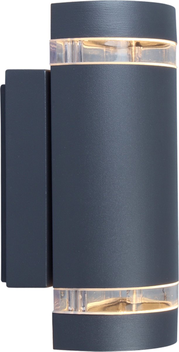 Lutec focus - lampada da parete per esterno con attacco gu10 - up down - alluminio premium - resistente alle intemperie ip44 - grigio scuro