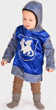 Costume da cavaliere Den Goda fen - camicia in velluto con cappuccio - 110-116 cm - 4-6 anni - blu