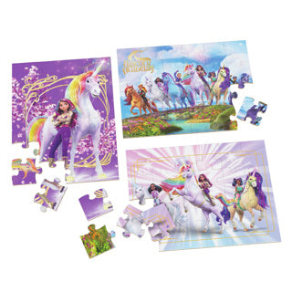 Unicorn academy 3pack rompecabezas de madera en caja de madera (3x24 piezas)