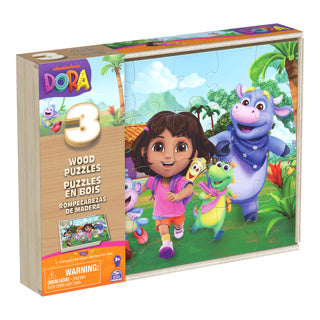 Dora 3pack Wooden puzzle in Wooden Box (3x24 pezzi)