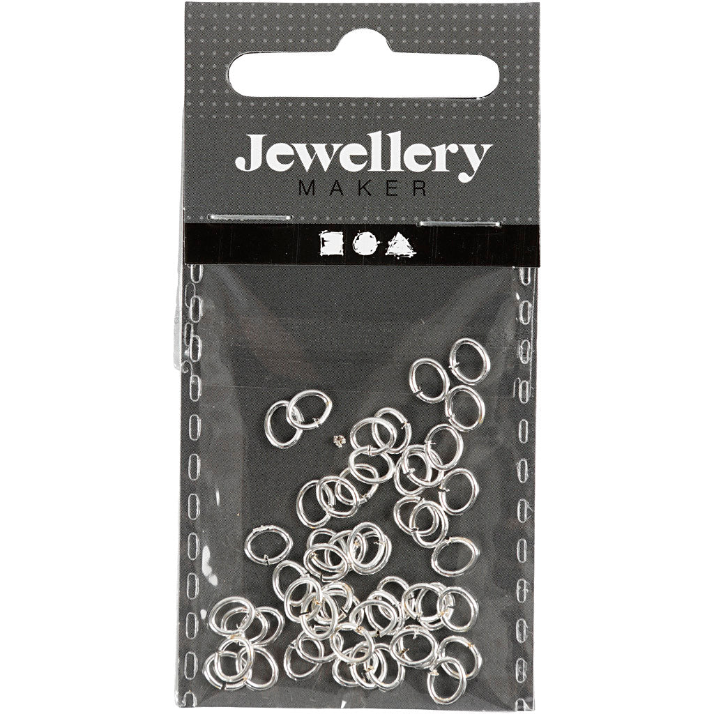 Anello Creative Company, ovale, spessore 0,7 mm, placcato argento, 50 pezzi 1 scatola