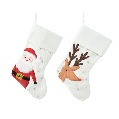 Calcetín navideño Decoris blanco con estampado 40x25cm