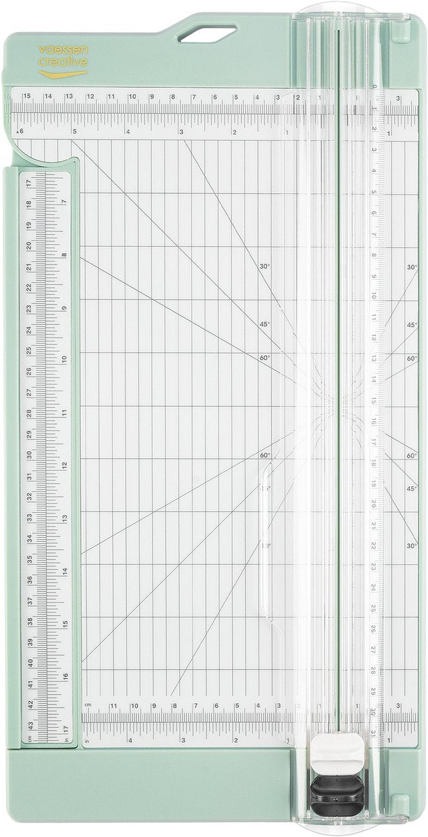 Vaessen creative papiersnijder - 30,5 x 15 cm - met uitschuifbare liniaal en rilfunctie - mint - papier snijden en vouwen