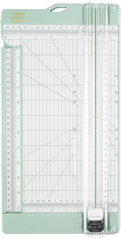 Vaessen creative papiersnijder - 30,5 x 15 cm - met uitschuifbare liniaal en rilfunctie - mint - papier snijden en vouwen