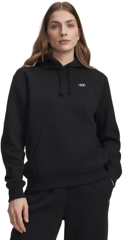 Under armour rival flc sudadera con capucha-blk suéter deportivo para mujer - ultimate black - white